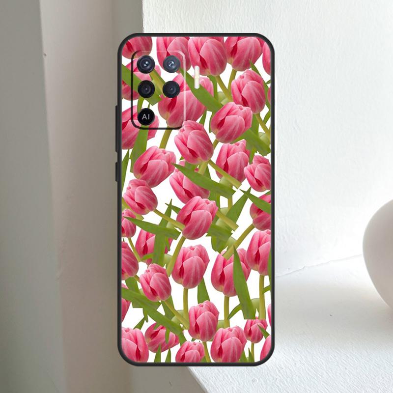 Tulips Flower Spring For OPPO A78 A98 A18 A38 A58 A5 A6 Pro A15 A17 A57 A16 A76 A96 A54 A74 A94 A40 A60 A80 Case