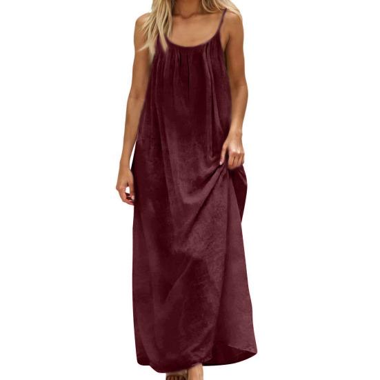 Women's Spaghetti Strap Cami Dress Summer Backless Sleeveless Maxi Dress Loose Flowy Beach Vacation Sundress