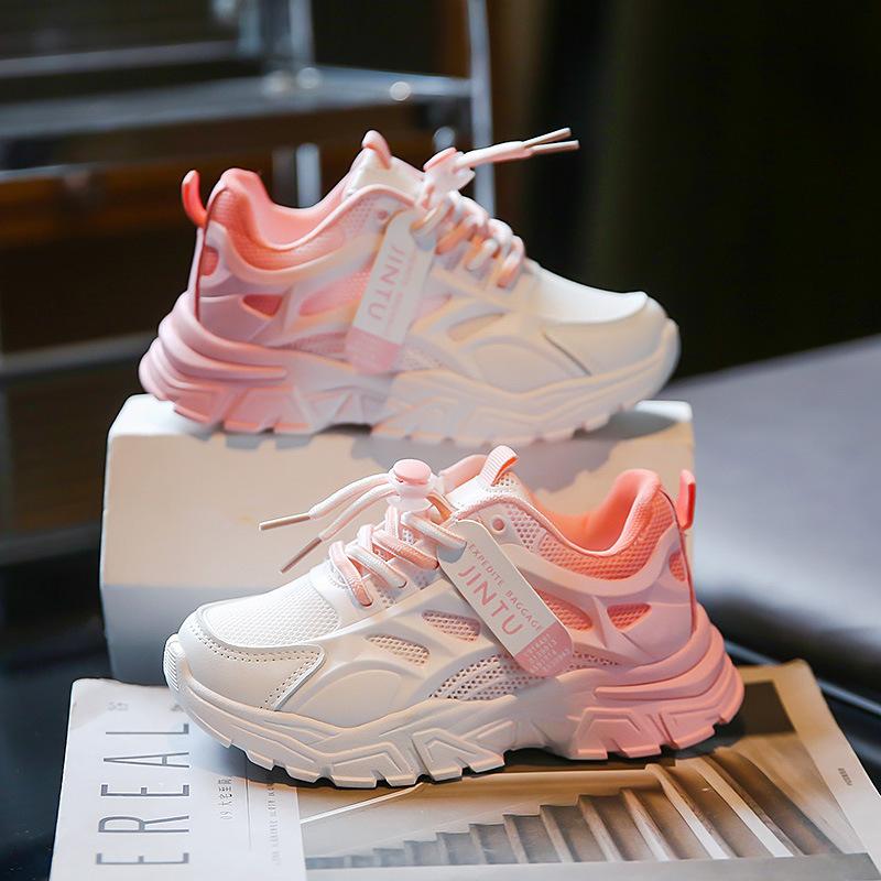 Girls' sneakers breathable 2025 summer new Korean version of children's net shoes little white shoes female students running shoes soft sole