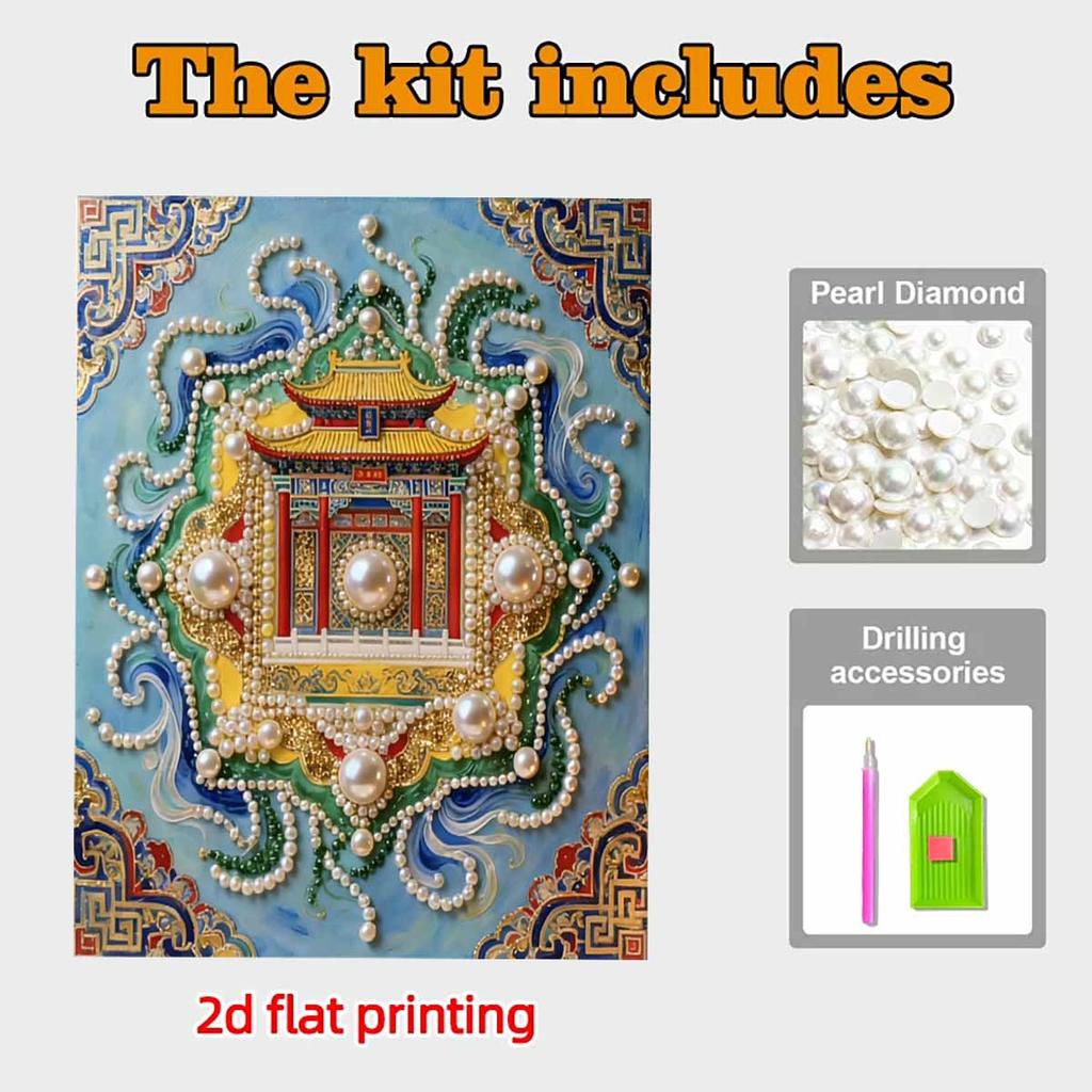 Crystal Pearl Painting 5D DIY Frame Decoration Painting Temple Home Wall Decoration Transparent Pearl Gemstone Painting Picture Art Crafts