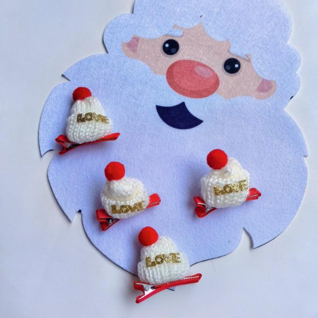 Christmas Hat Hair Clip Knitted Fingers Mini Wine Bottle Cap Woolen Small