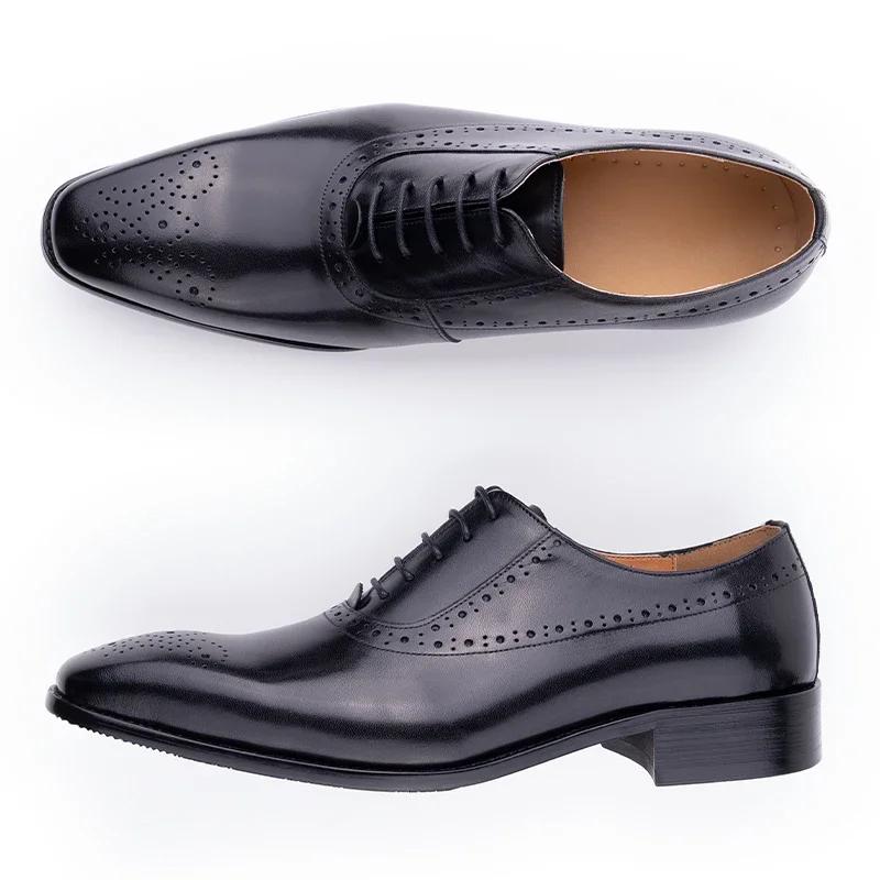 Luxury Handmade Men's Oxfords Leather Shoes Fashion Casual Business Office Work Shoes Pointed Toe Formal Wedding Dress Shoes