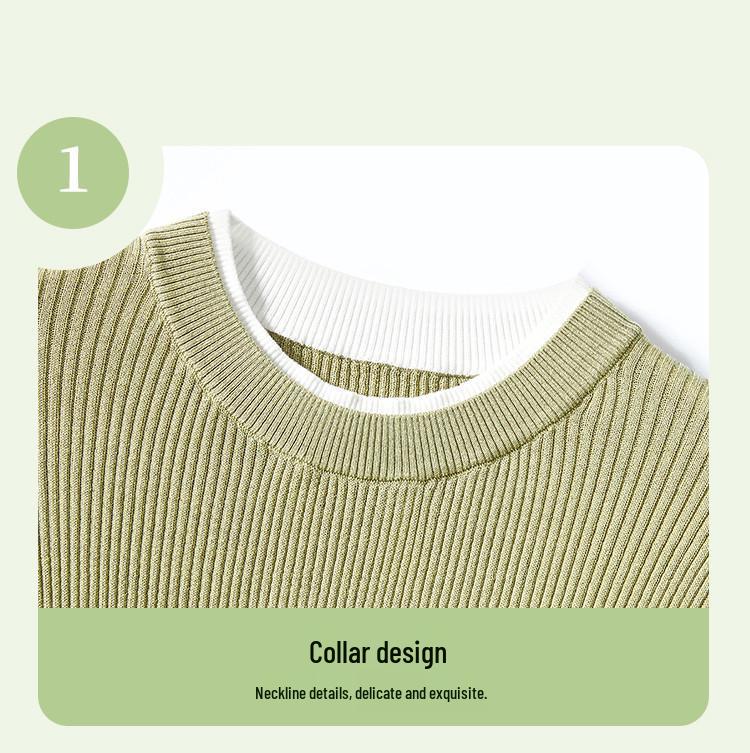 Mulberry Silk Blend Fake Two-Piece Ribbed Knit Slim-Fit Base Layer for Women - Spring/Autumn 2026