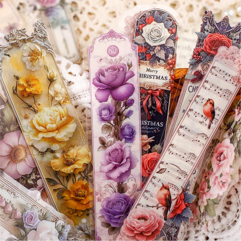 15 Sheets/Bag Floral Long Strip Stickers For Creative Journal Scrapbooking Stationery Planner Phone Case Gift Decor