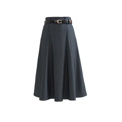 Hoher Taillensockel A-Linien-Rock Damen, Herbst Neu Dünn Temperament Pendeln Mittel und Lang