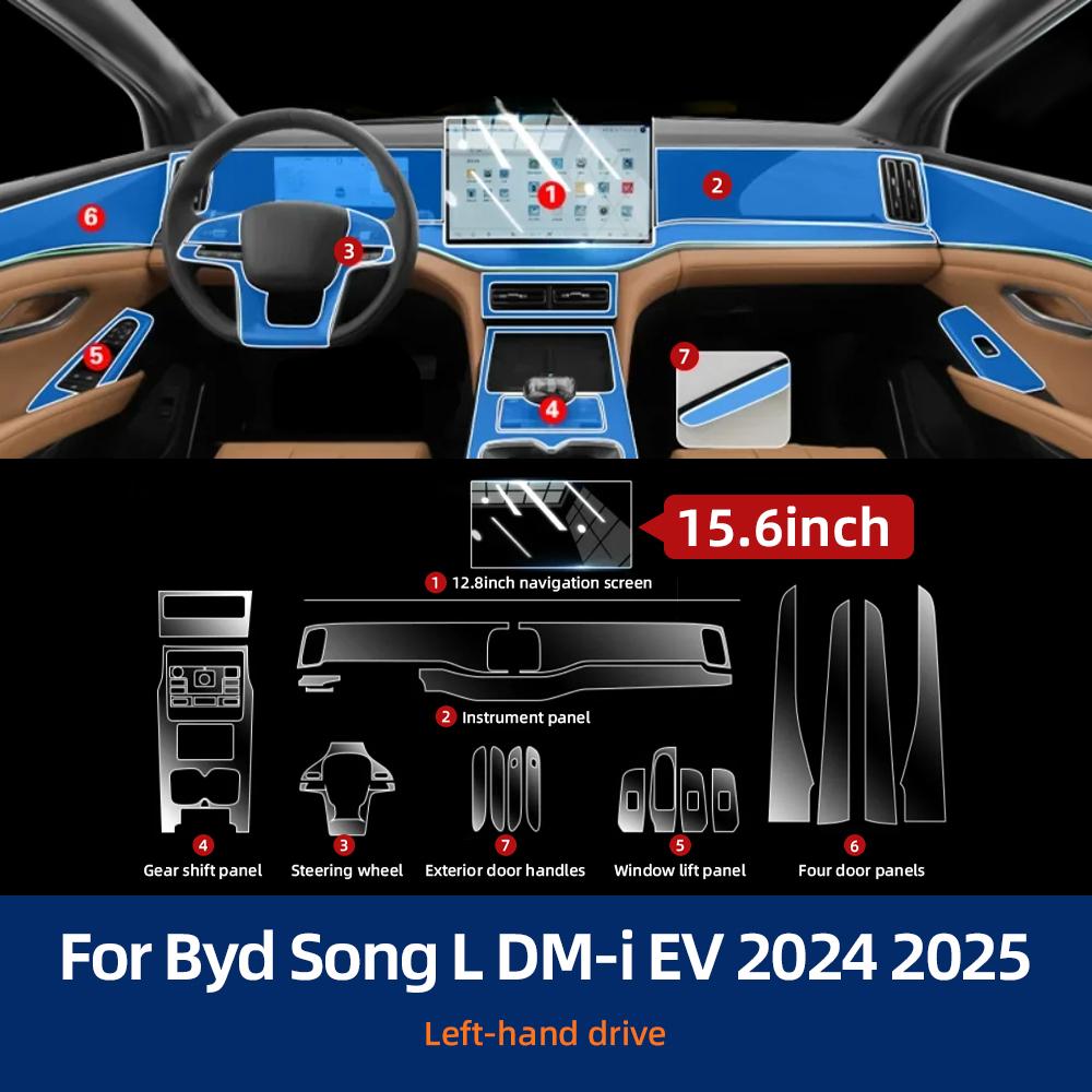 TPU Anti-Scratch Protective Film for BYD Song L DM-i/EV 2024 2025 Interior Sticker