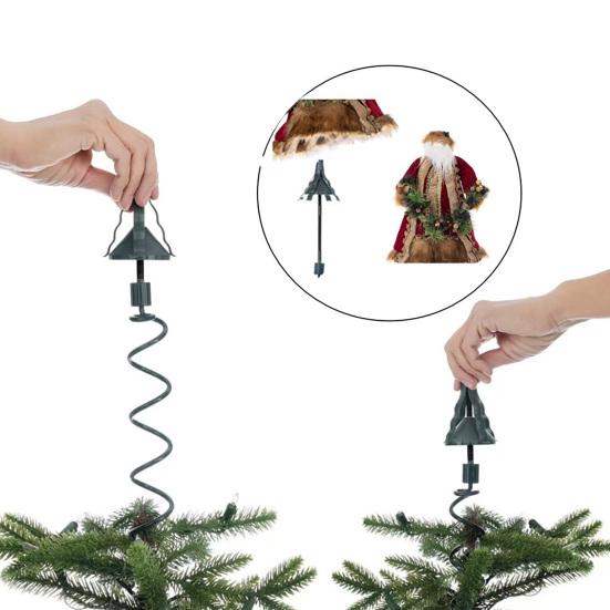 Christmas Tree Topper Holder Universal Twist-on Tree Topper Stabilizer Plastic Green Support Rod with Adjustable Attachments