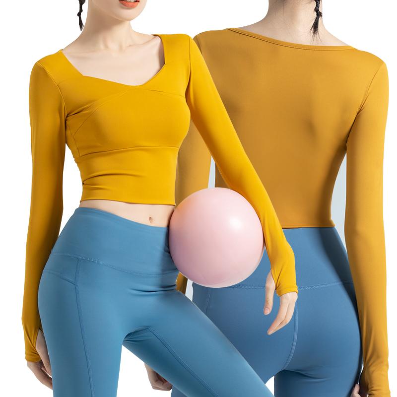 Long Sleeve Yoga Shirts Women Seamless Gym Sports Top Running Fitness Workout Top Shirts Sport Active Wear Shirt
