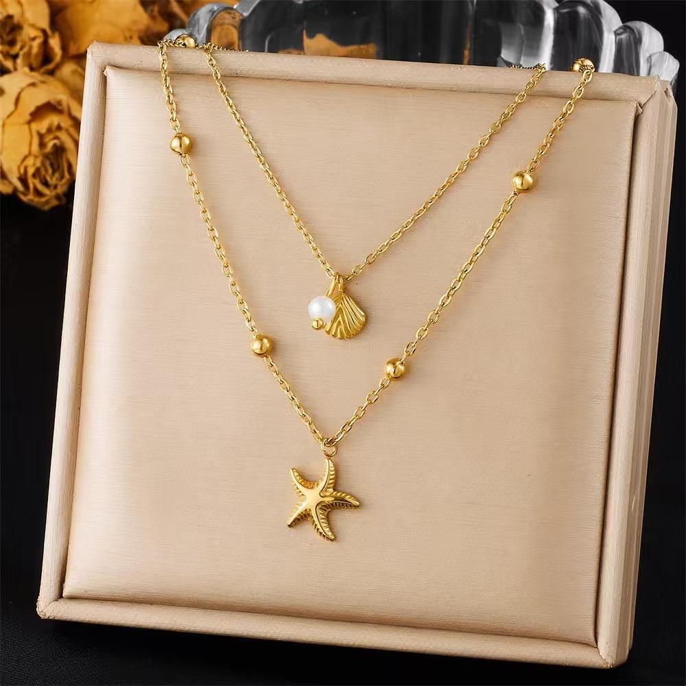 Ocean Necklace Anklet Set Natural Shell Starfish Pearl Jewelry Fashion Accessories Gift Box