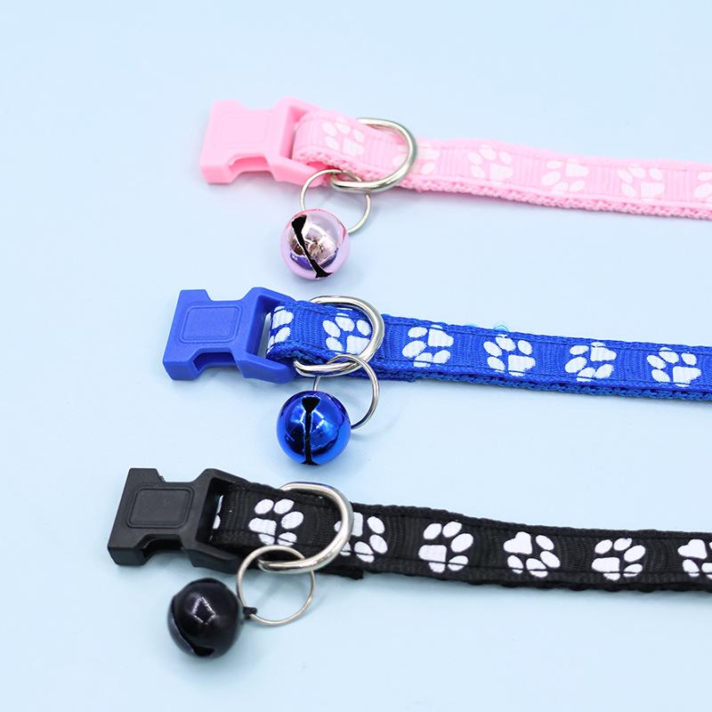 1.0 Pet Footprint Patch Collar, Dog Neck Collar, Cat Bell Collar