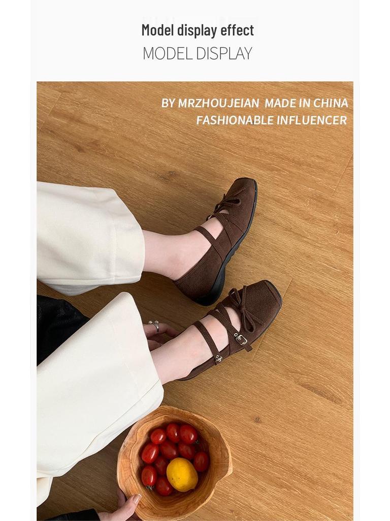 Mary Janes aus Leder im Retro-Stil mit eckiger Spitze - Flacher Absatz, Bequeme Damen-Abendschuhe 2025