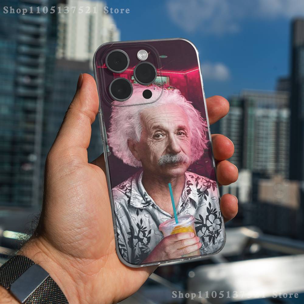 A-Albert E-Einstein Phone Case For iPhone 17,16,15,14,13,12,11 Pro,Max,Plus,X,XS,XR,SE4,E Mini Transparent Soft Cover