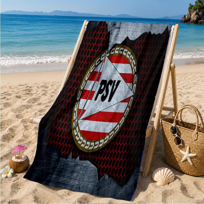 Asciugamano da Spiaggia con Stemma Psv Eindhoven in Microfibra, Leggero e Asciugatura Rapida, per Viaggi Estivi, Piscina, Regalo di Compleanno