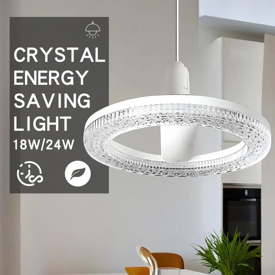 Modern E27 LED Ceiling Light Round Crystal Lamp Chandelier 24W 18W Ceiling Lamps Energy Saving Panel Light Bedroom Hallway Toilet Lighting