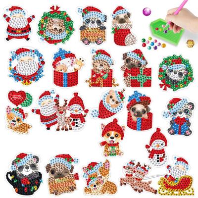 1 set de autocolante pentru pictura cu diamante DIY model de desene animate Kit de autocolante cu strasuri de Crăciun pentru decorarea sărbătorilor