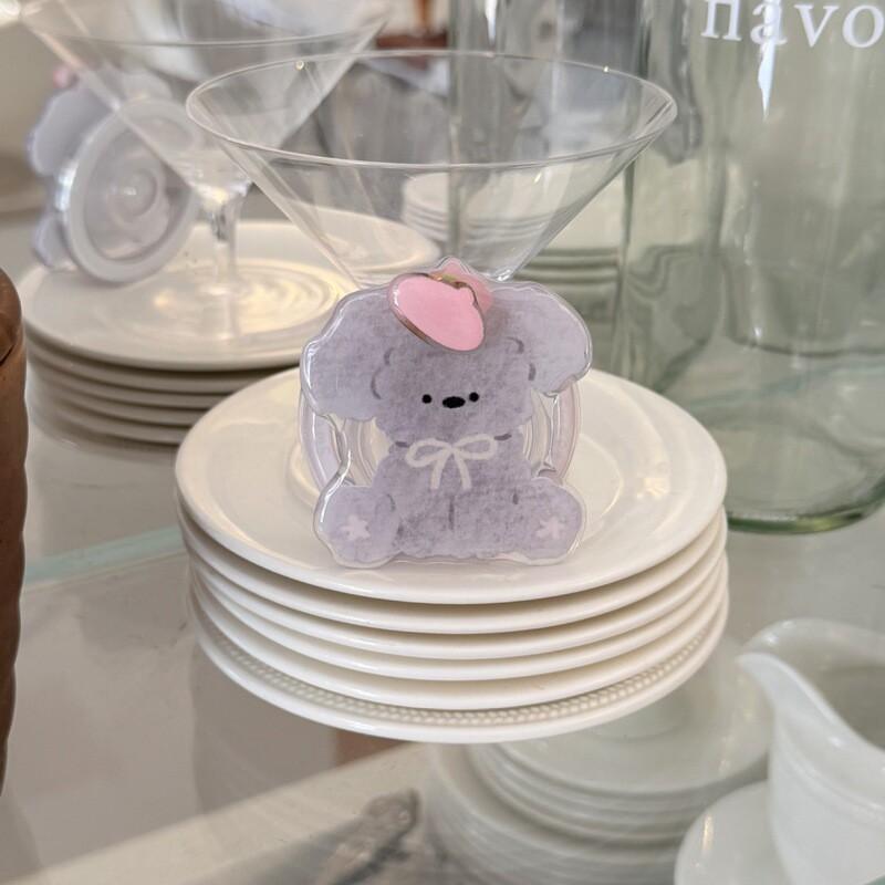 Kawaii Cartoon Dog Phone Stand Case IPhone 15 16 17 Pro Max Double Layer IMD Anti-Scratch Drop Protection