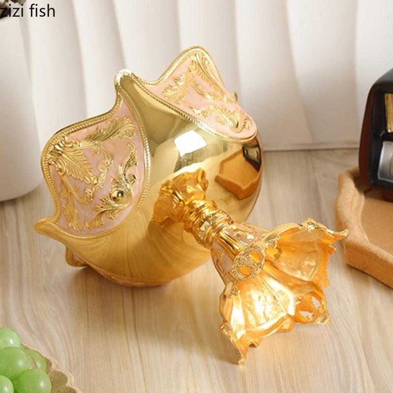 Vintage High Footed Fruit Plate Ornament Dessert Bowl Goblet Ice Cream Bowl Pastry Plate Snack Bowls Dim Sum Dish Candy Tray