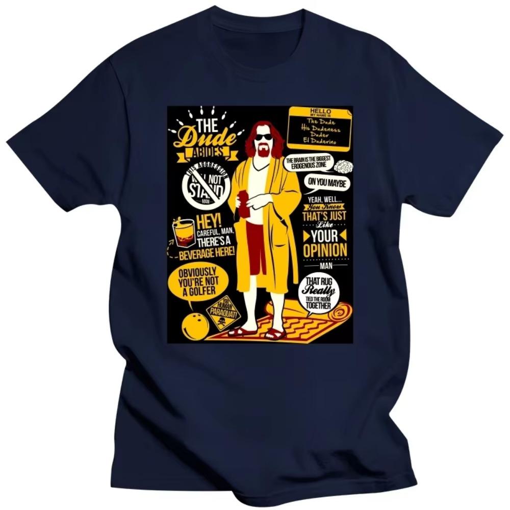 Mens Funny The Dude Quotes T Shirt Short-Sleeve Cotton The Big Lebowski Tshirt Designer Humor Tee Tops Comedy Film Apparel Gift