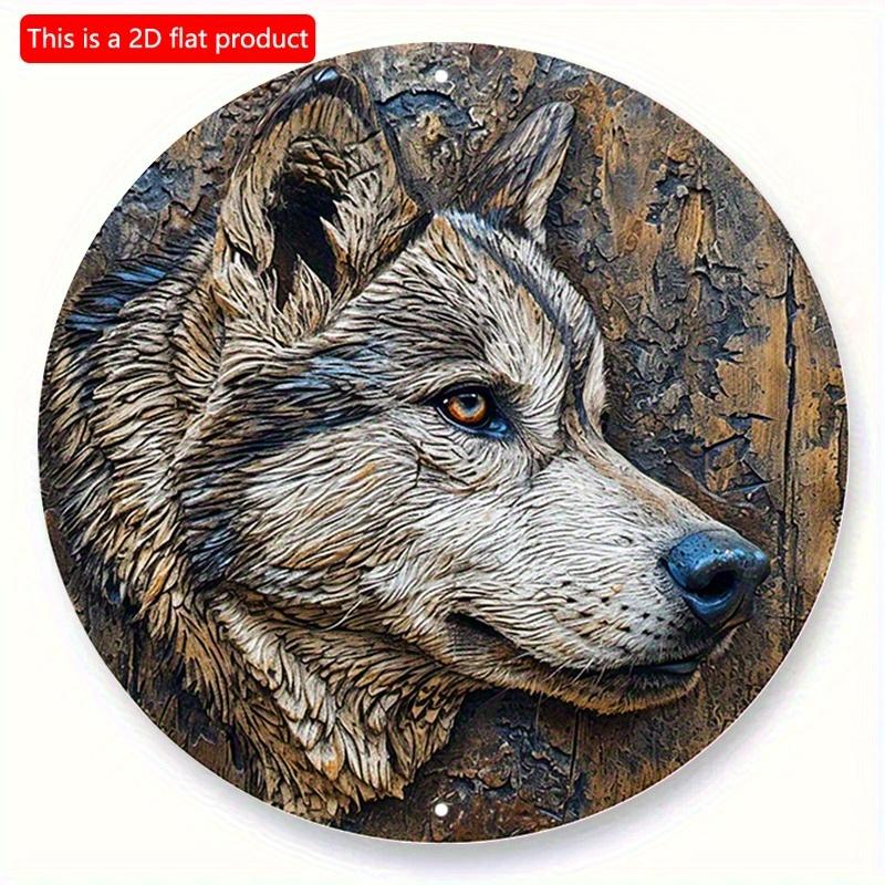 2D Flat 20*20cm1pc Alaskan Dog Theme Wooden Hanging Ornament, Ideal Art Decorative Plate Gift for Alaskan Dog Lover, Application To Window&corridor