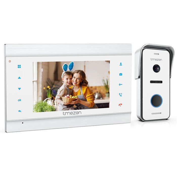 Wired Video Doorbell - 7 Inches - Night Vision - IP 65 Waterproof - 2 Wires