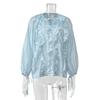 Autumn, French elegant sweet ruffle V-neck lace-up shirt European beautiful woman personality perspective top