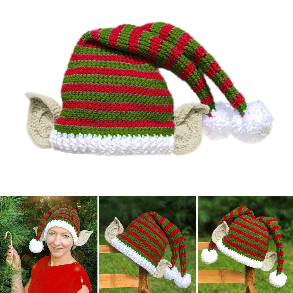 Christmas Santa Hats with White Plush Pom Knitted Christmas Party Hats Santa Hat for Adults Christmas Tree Ornament