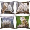 Barn Owl Decorative Pillows With Nest And Mountain Scenes Polyester Pillowcase, Sofa Decorative Cushion Cov Headboard Pillow