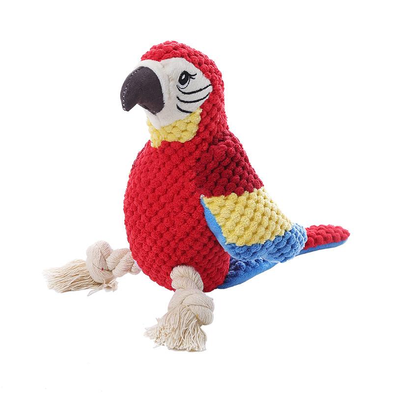 Jouet Perroquet en Peluche Indestructible pour Chien Jouet Rempli Siffleur Fournitures pour Animaux de Compagnie Pour Chiens Petits et Grands rouge