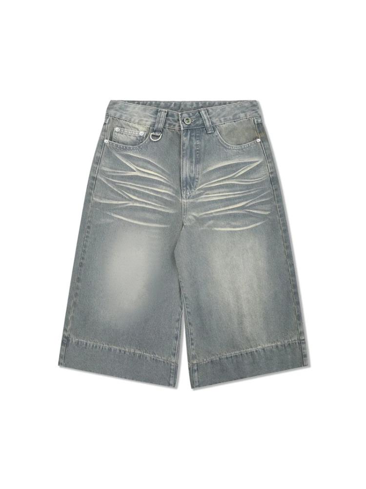 Women Vintage Water Washing Cropped Fashion Jeans Summer New Street Style Thin Denim Shorts Casual Female Knee Length Pants