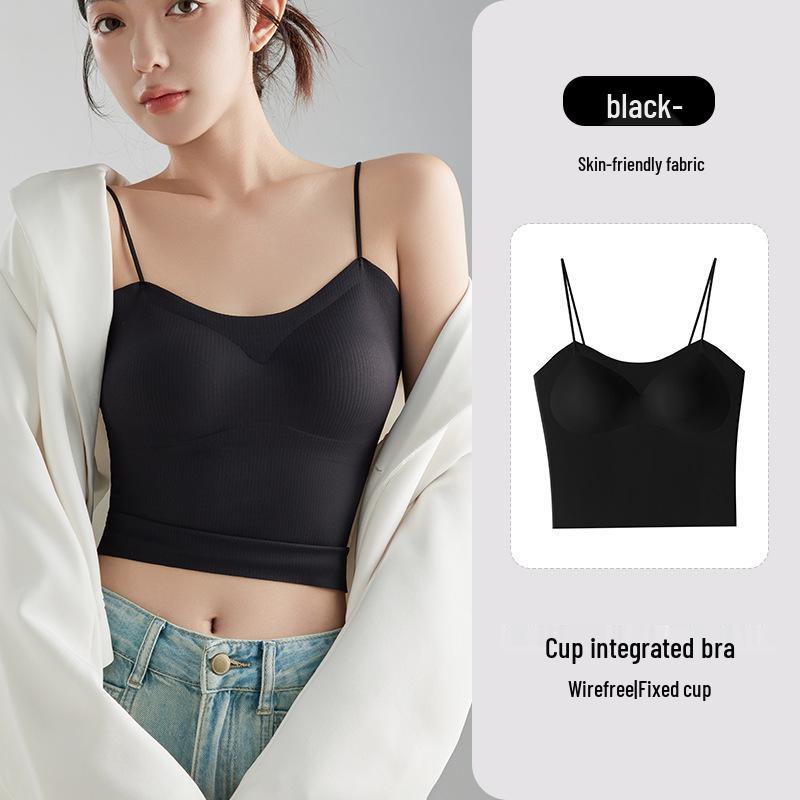 

Women s Ribbed Camisole with Chest Pads - Summer Vest Bra & Outerwear Top L [130-160 lbs]