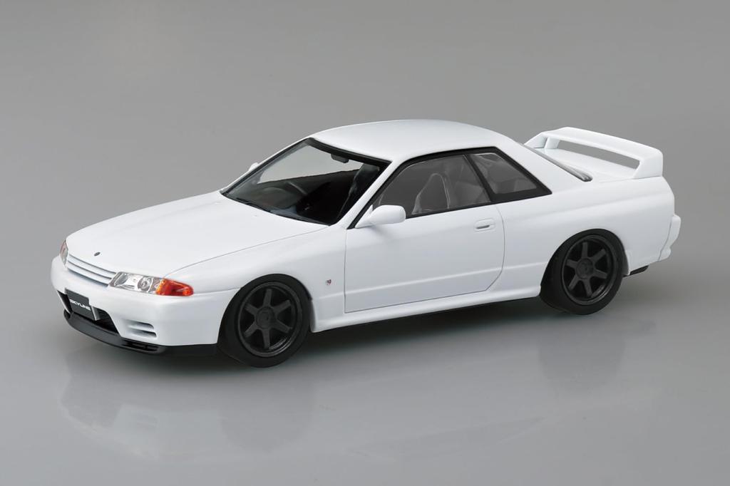 AOSHIMA SnapKit Nissan R32 Skyline Custom Wheels Crystal White Scale Plastic Model No. 14CU-CW GT-R 1/32 Color-Molded