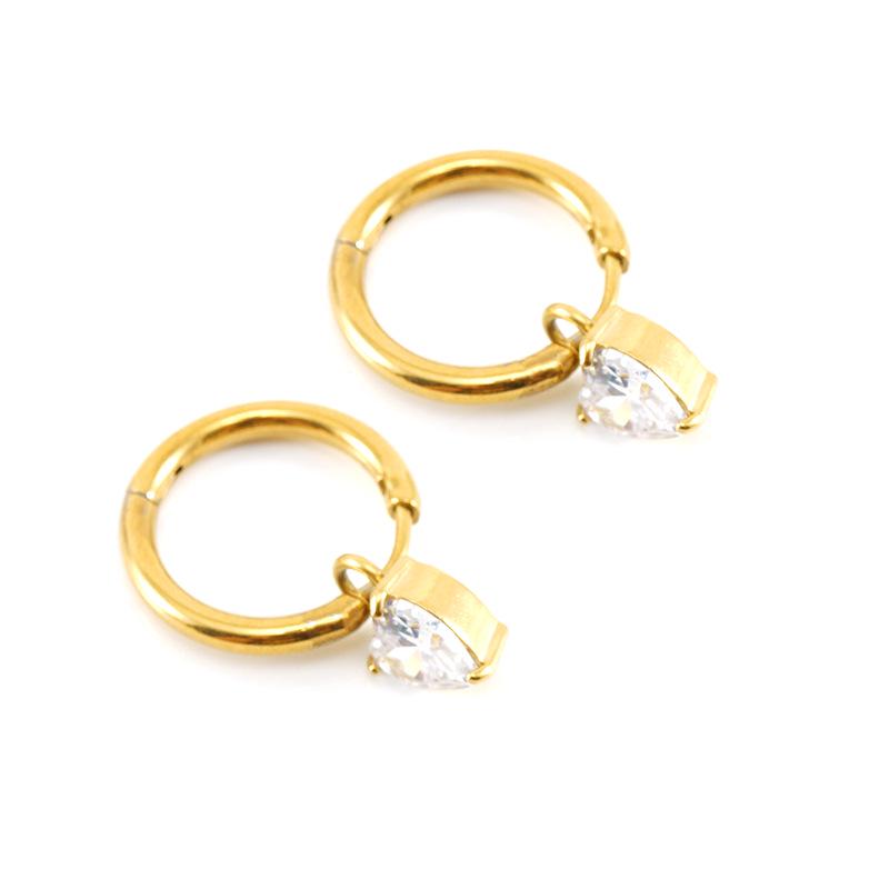 18k Gold-Plated Heart Pendant Earrings with Zircon