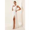 Langes Kleid aus Chiffon mit Schlitz