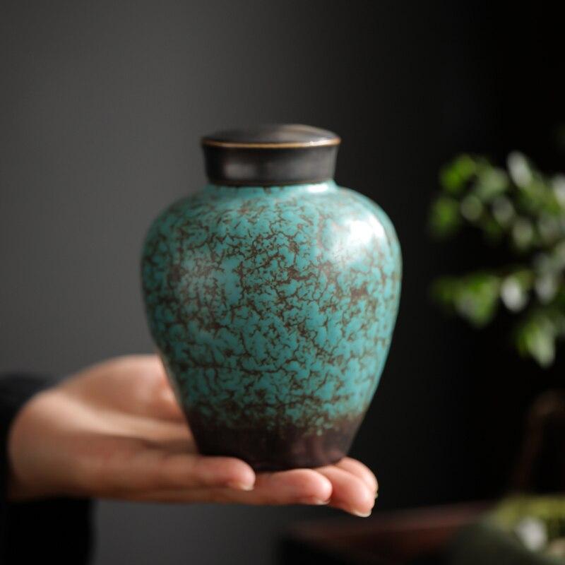 275ml Kiln Change Ceramic Tea Canister Small Sealed Canister Creative Storage Canister Moisture-Proof Storage Canister