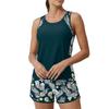 Women’s Two Piece Tankini Swimsuit Set with Sleeveless Top and Printed Shorts Quick Dry Lightweight Fabric