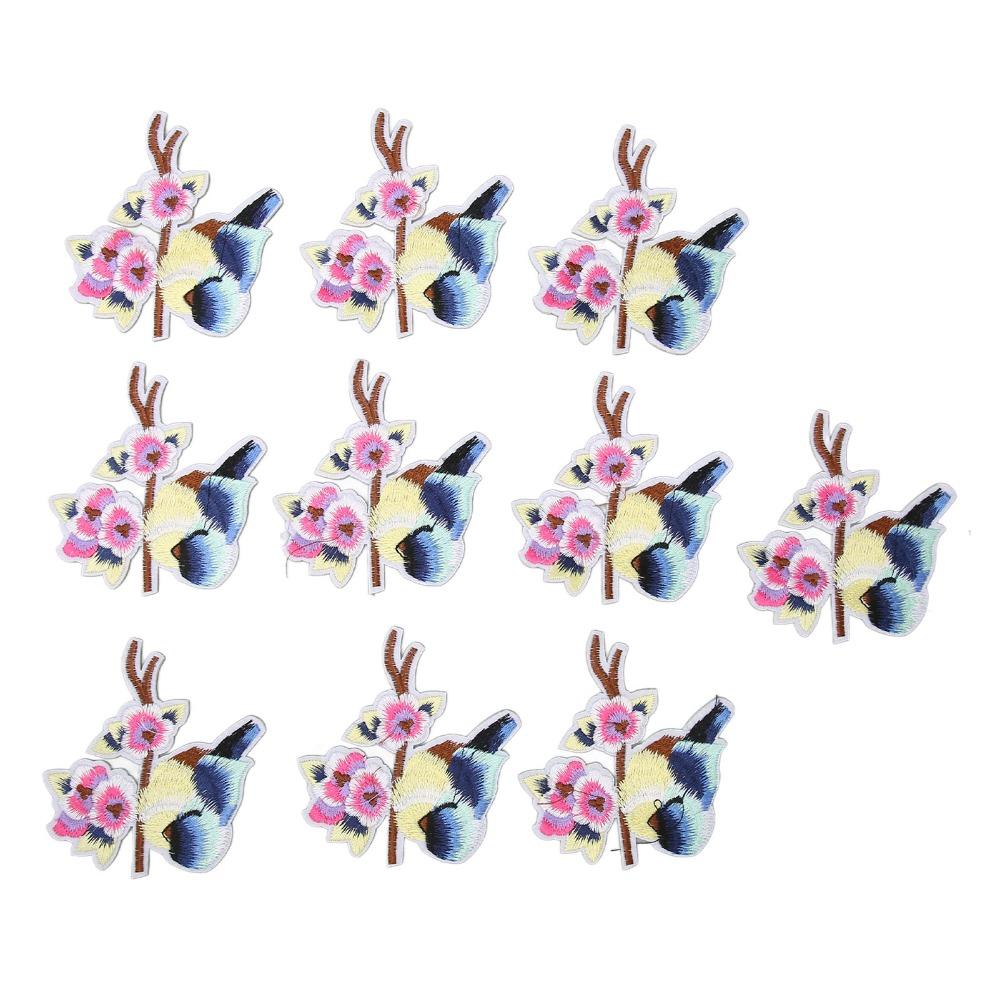 10pcs Bright Colors Embroidery Patches Bird Flower Style Sew On Patches Iron On Patches For Clothes