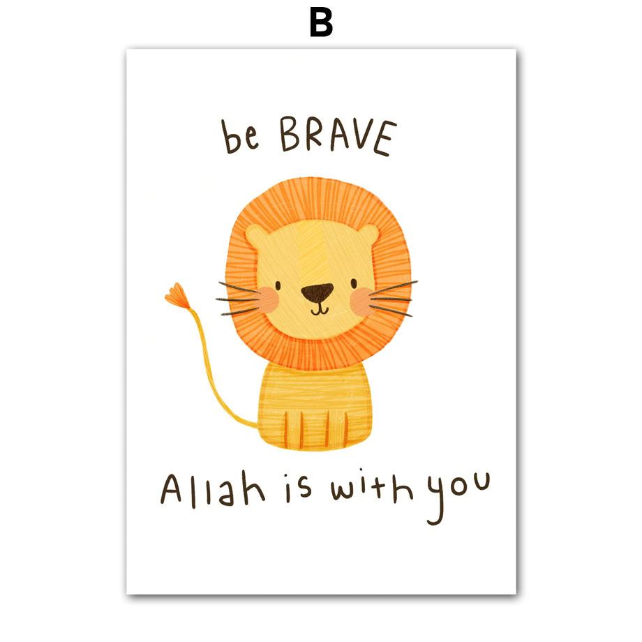 

Аллах Кролик Лев Радуга Облако Исламский Мультфильм Настенное Искусство Холст Живопись Скандинавские Постеры Принты Картинки для Детской Комнаты Декор 21cm×30cm NoFrame