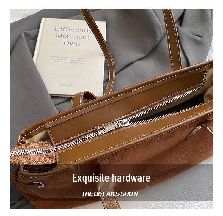 Women's Retro Minimalist Underarm Bag - 2025 Autumn/Winter Fashion, Large Capacity Handbag for Commute