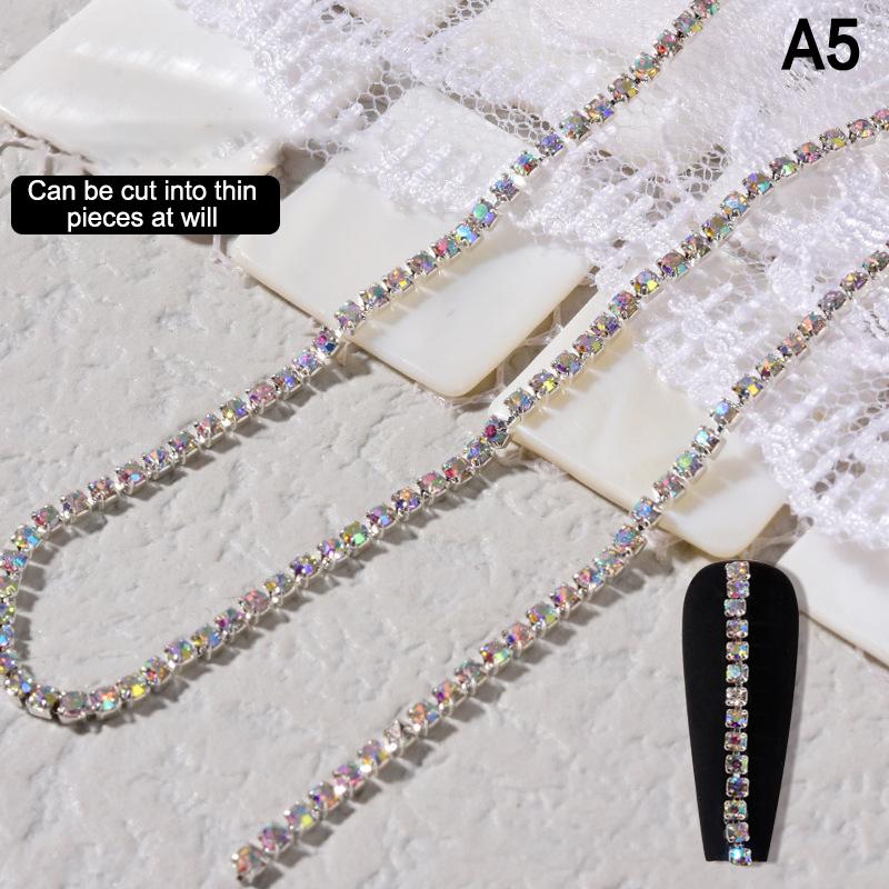 25Cm Long Luxury Crystal Chain Nail Charms Different Sizes Scalable Shinying Diamond Manicure Crystal Diy