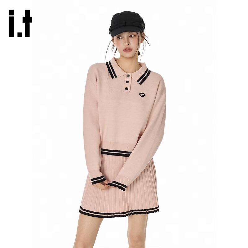 GROUND ZERO Women s College Style Striped Lapel Sweater L