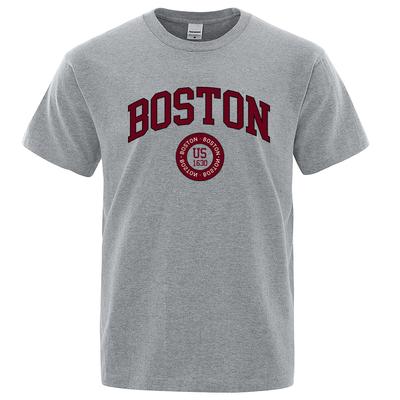 Boston City Us Gegründet 1630 Druck Herren T-Shirt Mode Kleidung Baumwoll-Tops Mode Sommer Herren T-Shirt Kleidung Übergroßes T-Shirt