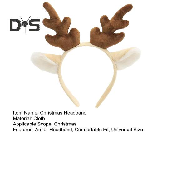 Bentiță de Crăciun de pluș, urechi de coarne de ren, accesoriu universal pentru păr de Crăciun pentru adulți, copii, costum festiv