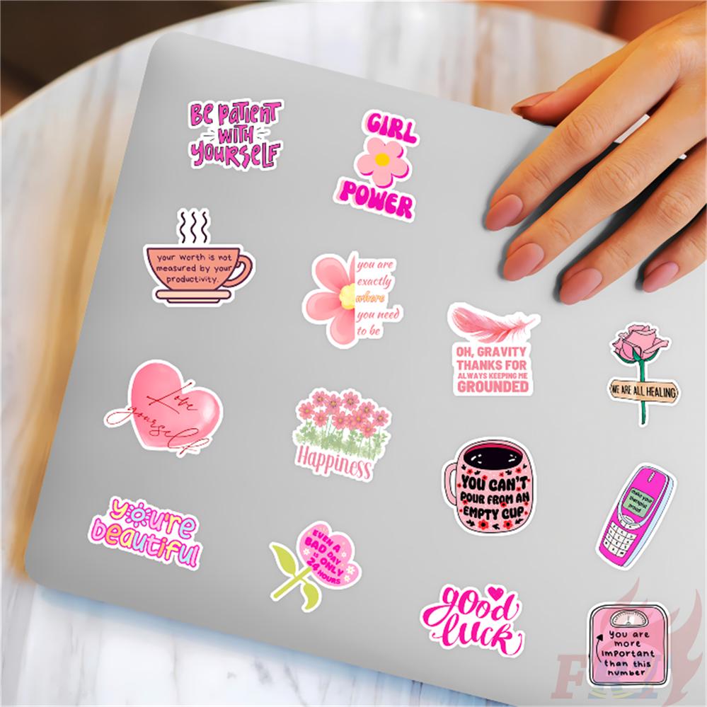 130Pcs/Set Pink Healing Phrase Mini Diary Manual Stickers DIY Scrapbooks Album Decor Decals Stickers