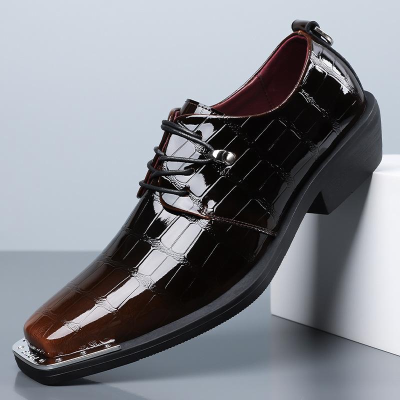 Luxury Men`S Square Toe Lace-Up Oxfords