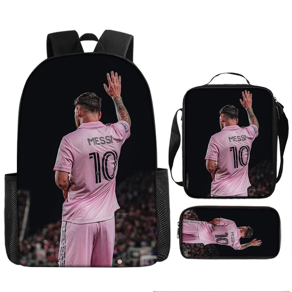 Football Schoolbag Three-Piece Backpack Pencil Bag Satchel Package Primary And Secondary School Students Schoolbag