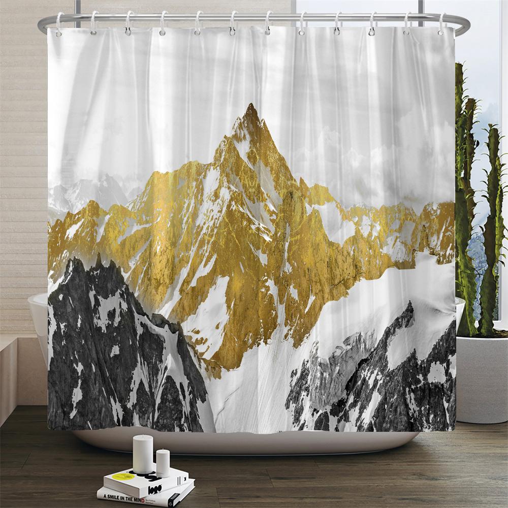 Natural Scenery Shower Curtain Set Forest Waterfall Spring Landscape Home Bathtub Decor Waterproof Polyester Bathroom Curtains