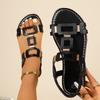 Women Sandals Large Size Belt Hollow Out Flat Bottom Sandals Women Fashionable All-Match Shoes Women Trend Outdoor Beach Shoes