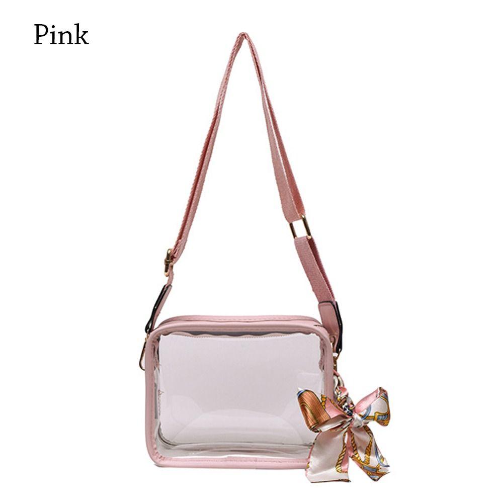 Fashion Shoulder Messenger Bag Transparent Crossbody Bag for Women Girls PVC Jelly Handbag(Excluding ribbons)
