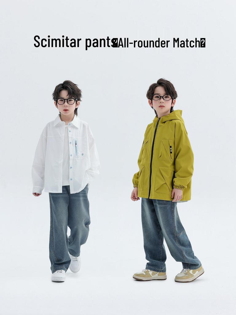 Boys' Wide Leg Jeans: Spring/Autumn 2026 Loose-Fit Fashion Pants for Kids