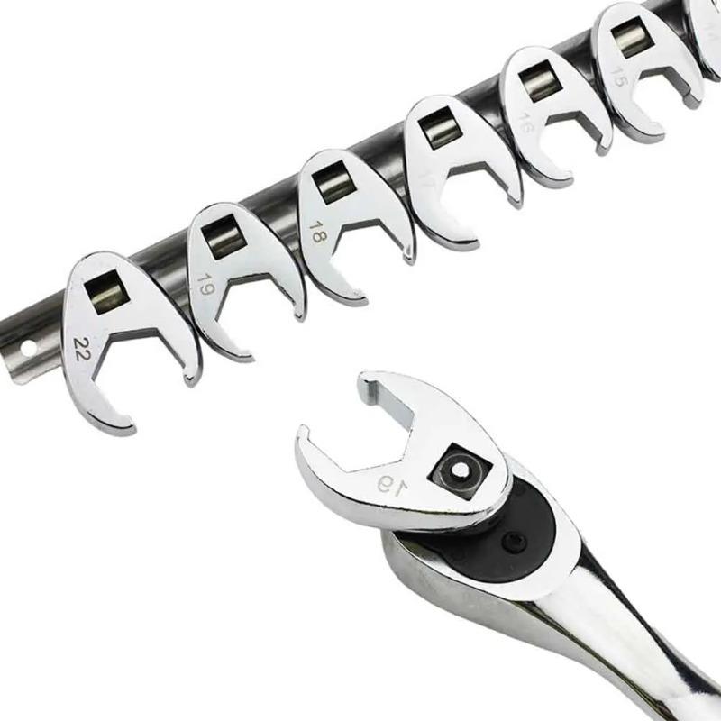 Set of 10 Crowfoot Wrenches with a 3/8 Inch Drive, Ranging from 10 To 22Mm, Designed for Use with Torque Wrench Keys